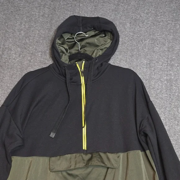 Athleta Radiant Hybrid Dress Black Olive Green Hooded Medium - Picture 2 of 10